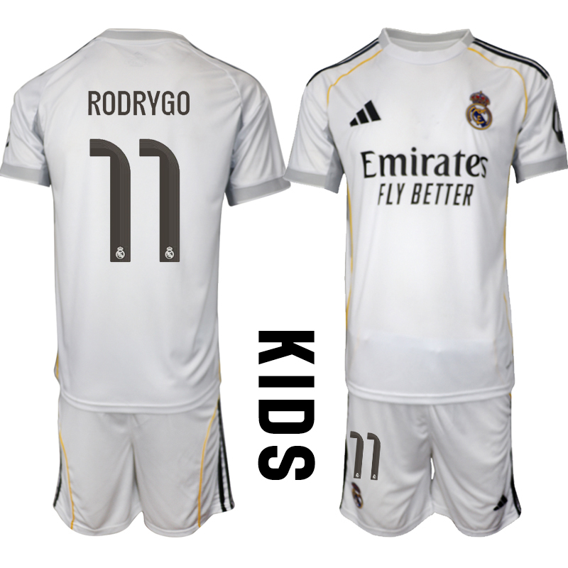 Youth 2025-2026 Club Real Madrid home white #11 Soccer Jersey  01